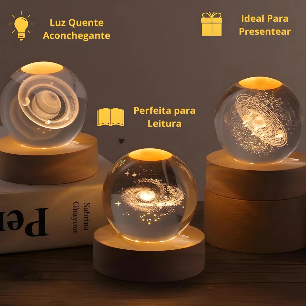 3D Crystal Ball Lamp – Planet Earth, Lunar, Galaxy & Solar Display Light