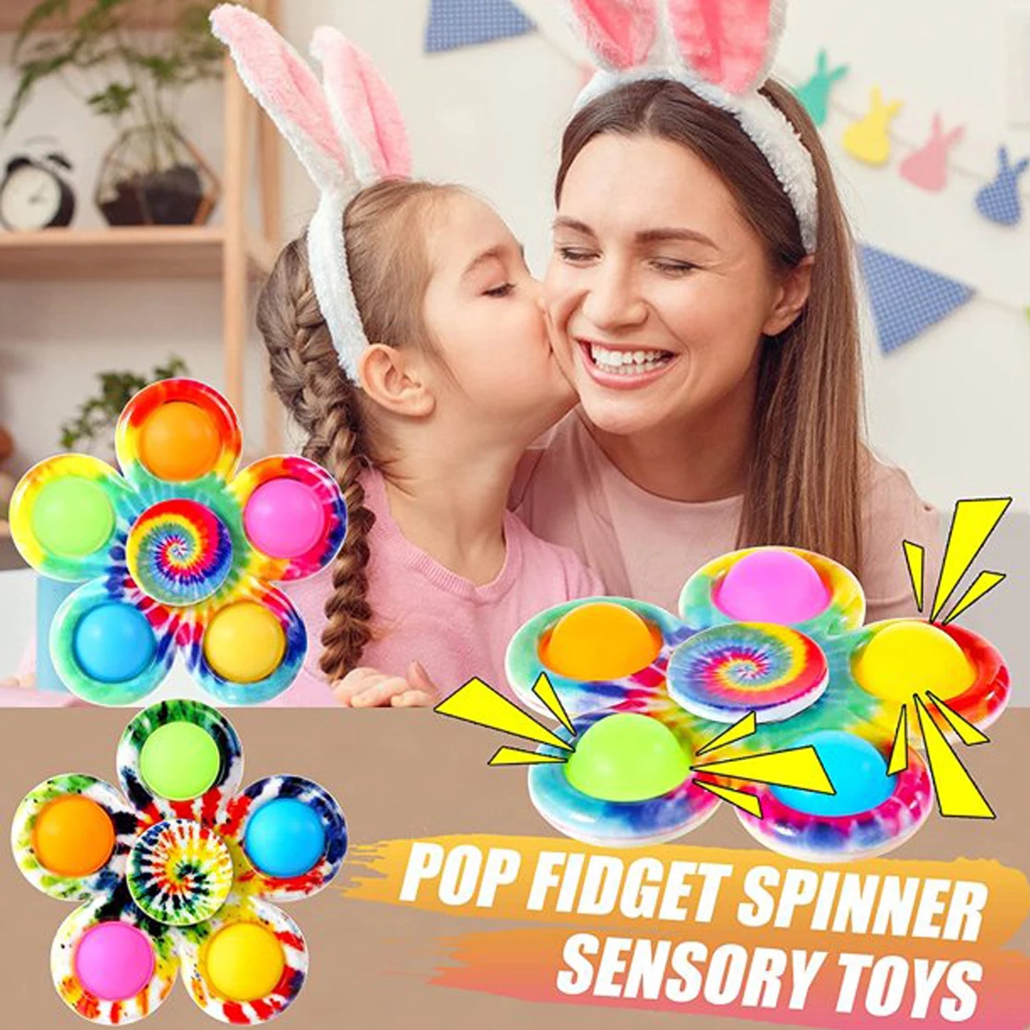 Spinner sensorial teñido anudado: juguete para aliviar el estrés y la ansiedad para niños 
