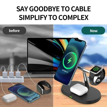 Base de carga magnética 3 en 1 PowerHub: estación inalámbrica rápida de 30 W