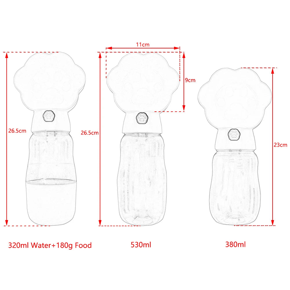 2-in-1 Portable Dog Water Bottle with Food Container